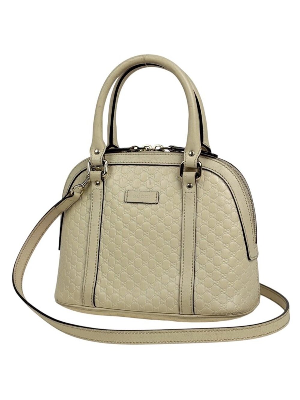 Gucci Handbag Micro Guccissima 2-Way Leather White